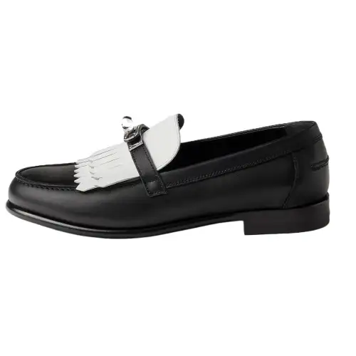HERMES Destin Cow Leather Loafers Women's Black