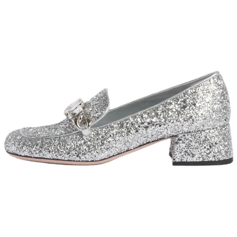 MIU MIU Loafers 3.5cm Women's Glitter