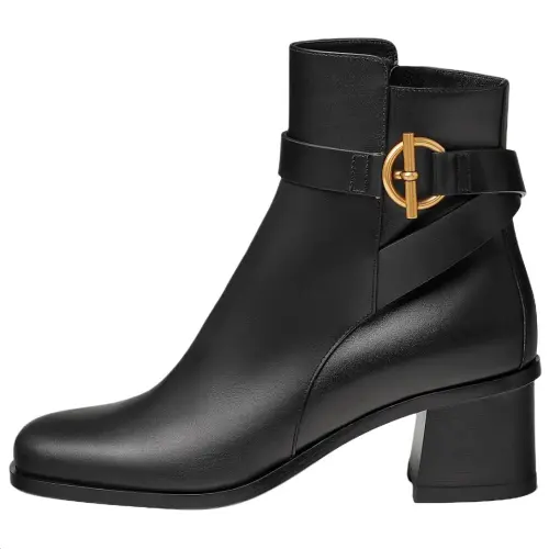 HERMES Jill Ankle Boots 6CM Women's Black