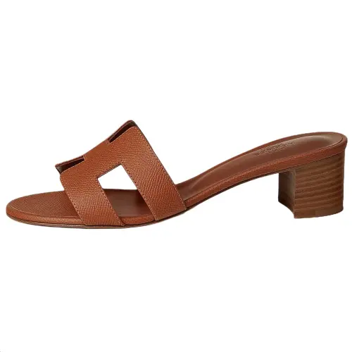 HERMES Oasis Slide Slippers 5cm Women's Brown