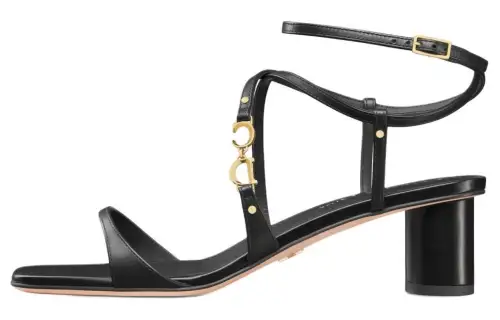 DIOR C'est Dior Cow Leather One Strap Sandals 5CM Women's Black