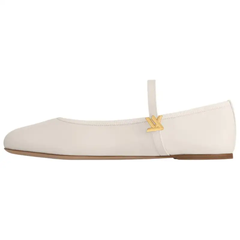 LOUIS VUITTON Romy Sheepskin Mary Jane Shoes Women's White