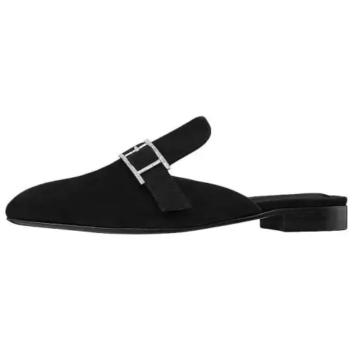 HERMES Beauty Closed Toe Slippers Women's Black