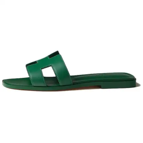HERMES Oran Slide Slippers Women's Green