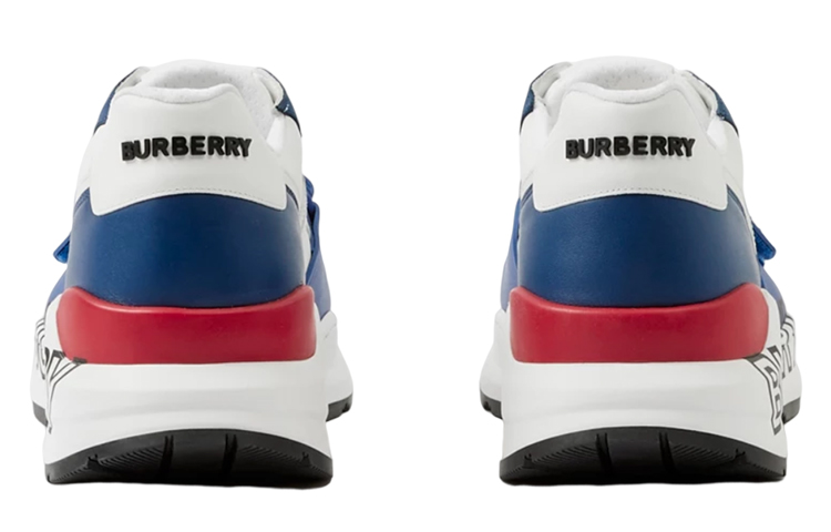 Мужские кроссовки Burberry Logo Print (бело-синие) — фото 5