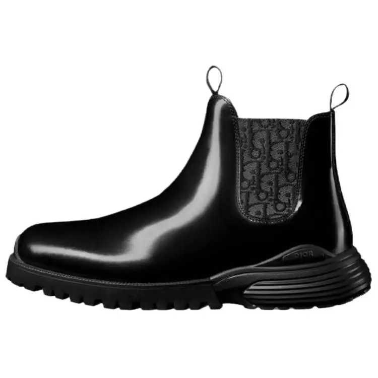 DIOR Combat Cow Leather Short Chelsea Boots Men's Black