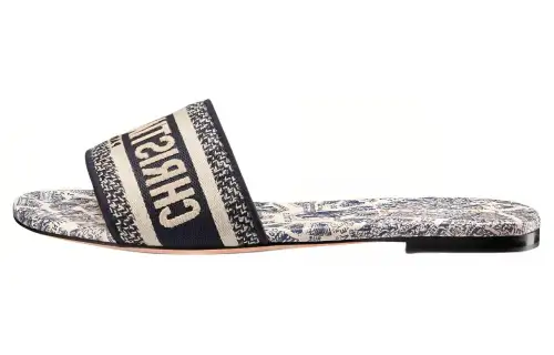 DIOR Women's DWay Slide 'Plan De Paris Motif - White Black'