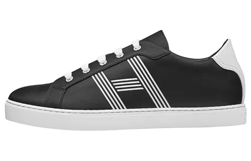 HERMES Avantage Calfskin Low top Stylish Skateboarding Shoes Men's Black