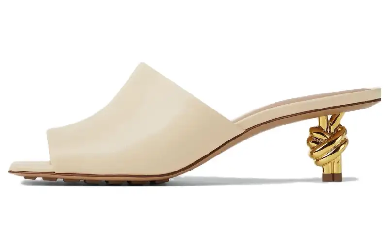 Bottega Veneta Knot Genuine Leather Sole Quiet Slide Slippers Women's Beige