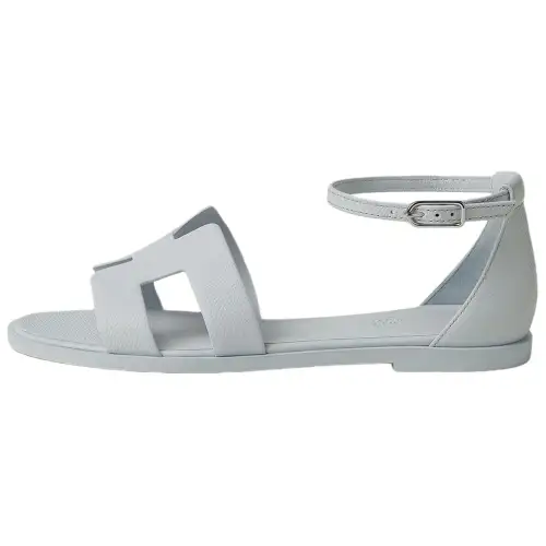 HERMES Santorini Leather One Strap Sandals Women's Blue
