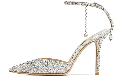 Jimmy Choo Saeda 100 Diamond Slim Heel High Heels 10cm Women's Silver
