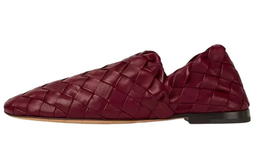 Bottega Veneta Slipper Leather Casual Loafers Shoes Women's Red