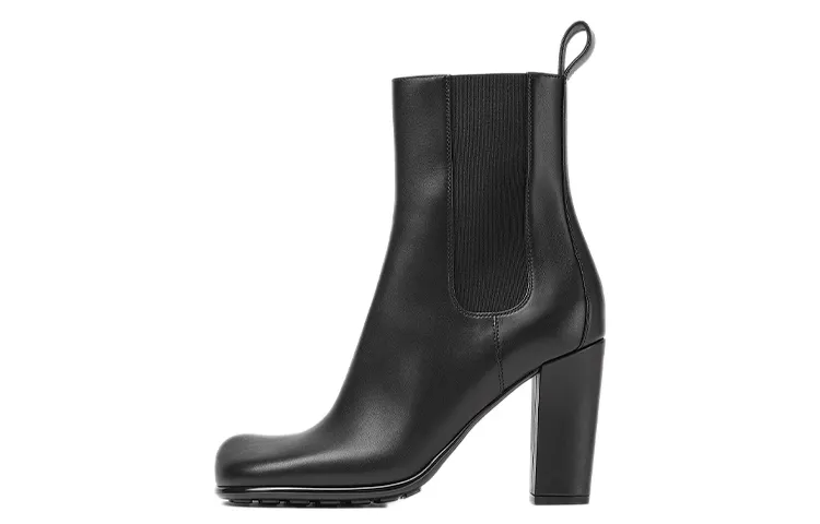 Bottega Veneta Storm Moulded Toe Leather Chelsea Boot Black Women's