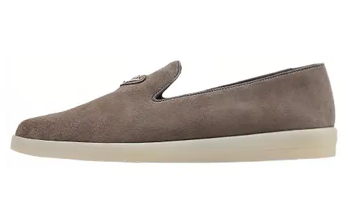 PRADA Cow Leather Casual Shoes Men's Sand Gravel Gray
