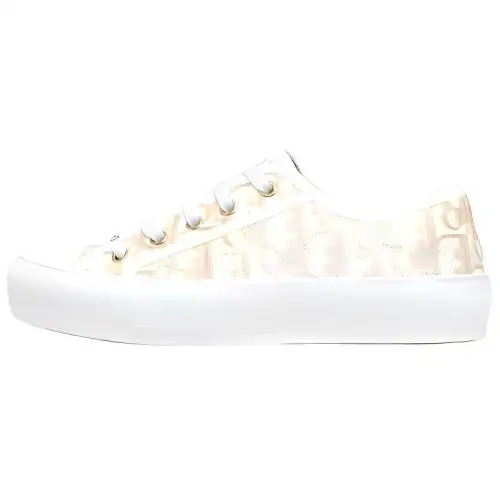 DIOR Walk'n'Dior Platform Shoes Stylish Skateboarding Shoes Women's White Gold