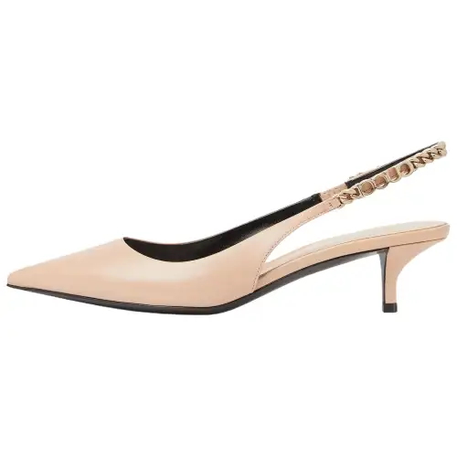 GUCCI Signoria Leather Slim Heel High Heels 4.5cm Women's Light Pink