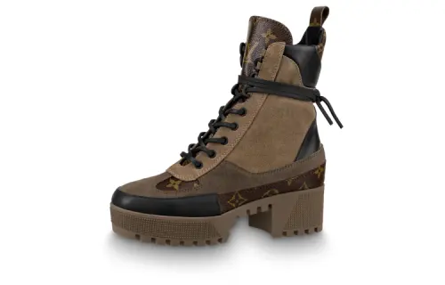 LOUIS VUITTON Laureate Leather Ankle Boots Women's Brown