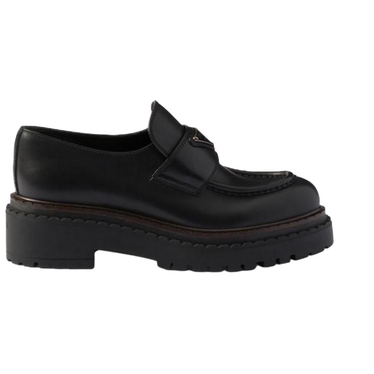 PRADA Leather Loafers 5.5cm Women's Black