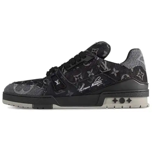LOUIS VUITTON Lv Trainer Sneakers 'Black Grey Denim Monogram'