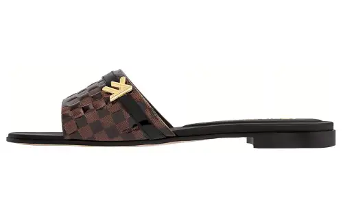 LOUIS VUITTON Revival Slide Slippers Women's Black Brown