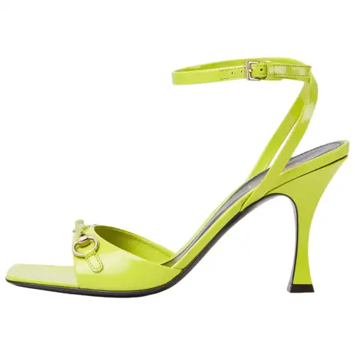 GUCCI Horsebit Leather One Strap Sandals 8.3cm Women's Green