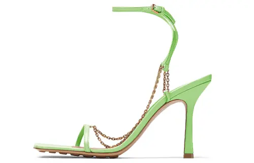 Bottega Veneta Stretch Expedited Delivery Leather Slim Heel One Strap Sandals Women's Green