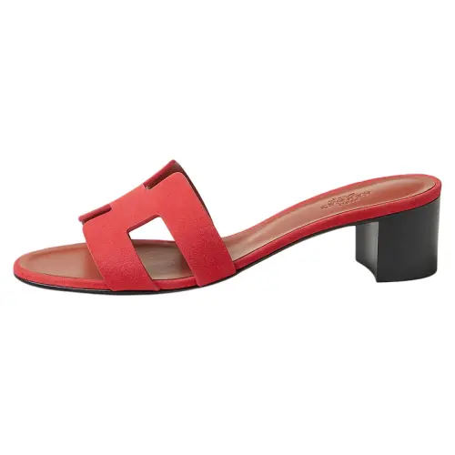 HERMES Oasis Slide Slippers 5cm Women's Red
