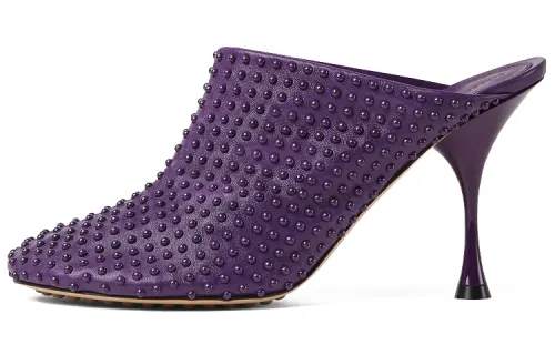 Bottega Veneta Leather Spool Heel High Heels Women's Purple
