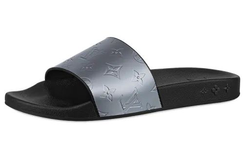 LOUIS VUITTON Waterfront Slide Slippers Men's Gray Black