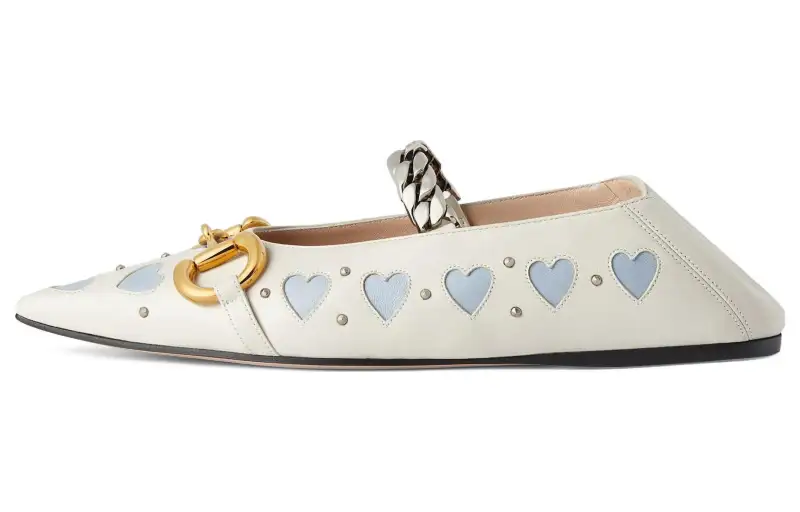 GUCCI Lovelight Leather Women's Casual Shoes Women's White Blue