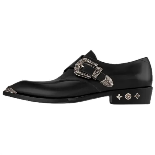 LOUIS VUITTON Rodeo Cow Leather Casual Shoes Men's Black