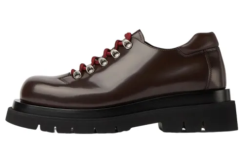 Bottega Veneta Lug Leather Lace Up Men's Casual Shoes Men's Brown