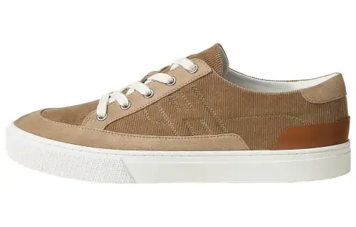 HERMES Deep Suede Low top Skateboard Shoes Men's Clay Beige