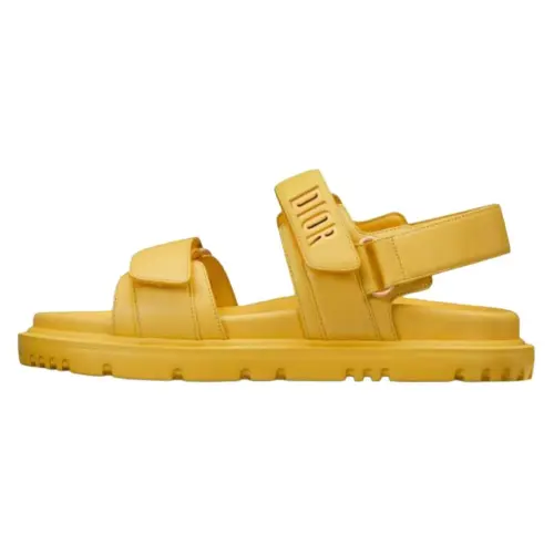 DIOR DiorAct Leather Beach Sandals Women's Yellow