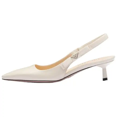 PRADA Patent Leather Slim Heel High Heels 4.5cm Women's White