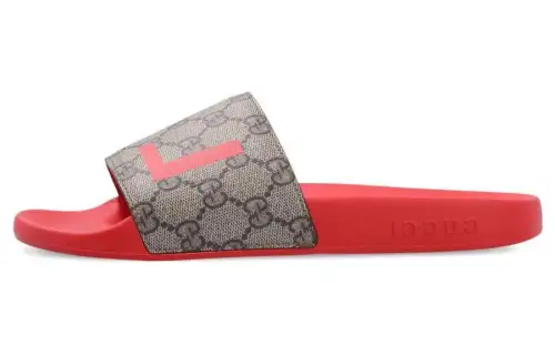 GUCCI Slide Slippers Women's Red Brown