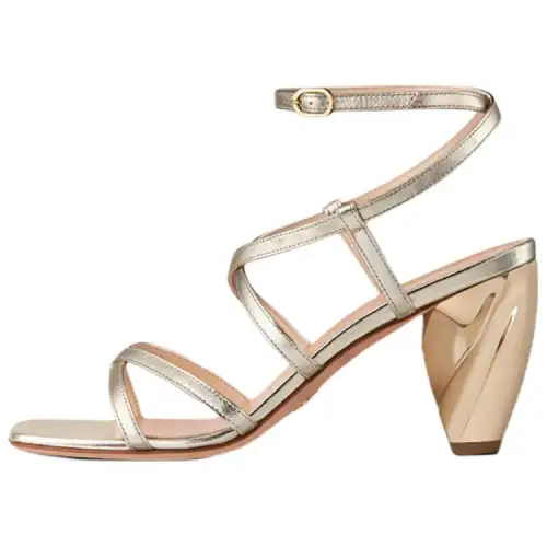 DIOR Rhodes Leather One Strap Sandals 8cm Women's Gold
