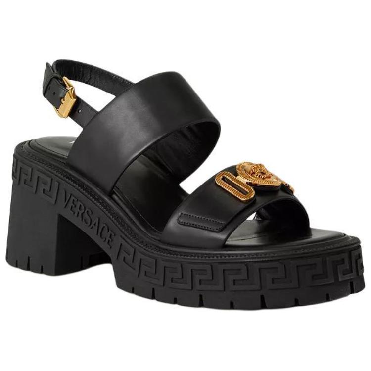 VERSACE MEDUSA BIGGIE Leather Fashion Sandal Women's Black