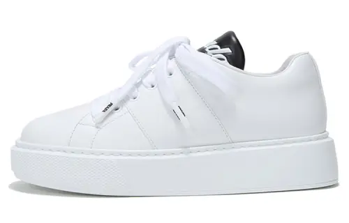 PRADA Cow Leather Lace Up Low top Stylish Skateboarding Shoes Women's White