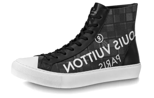 LOUIS VUITTON Tattoo Lv Stylish Skateboarding Shoes Unisex Black