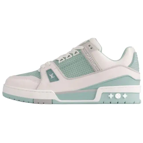 LOUIS VUITTON Trainer Cow Leather Low top Skateboard Shoes Women's White Green