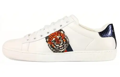 GUCCI ACE Leather Low top Stylish Skateboarding Shoes Women's White