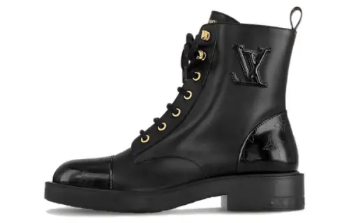 LOUIS VUITTON Citizen Leather Short Combat Boots Women's Black
