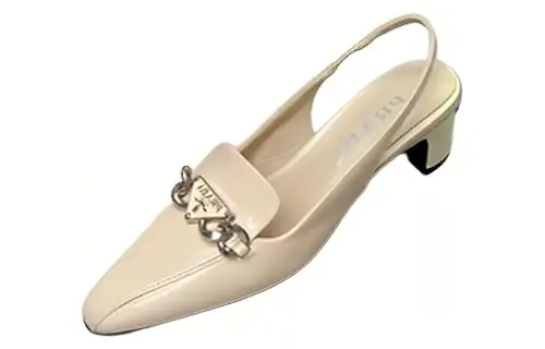 PRADA Chunky Heel High Heels 4.5cm Women's Beige