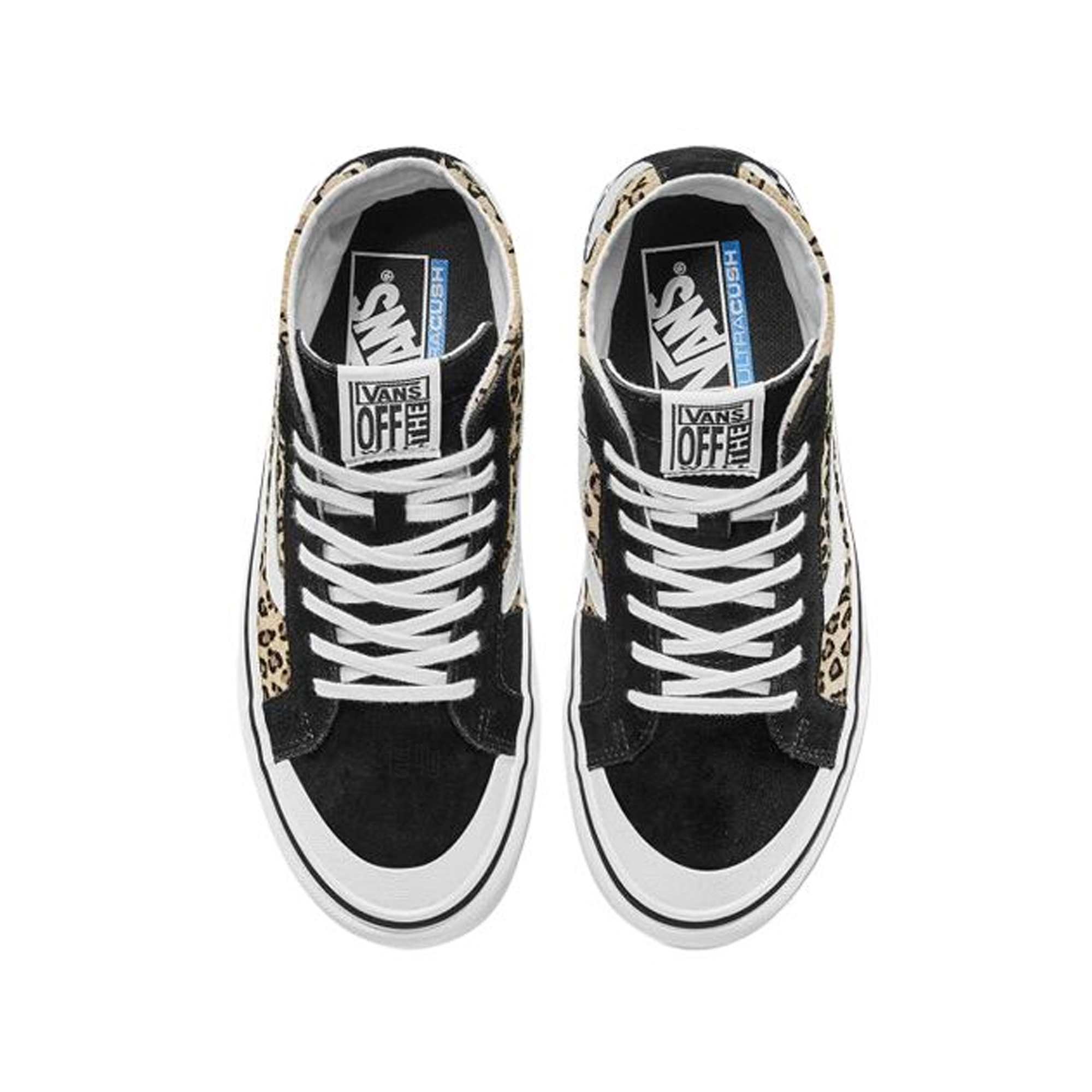 Женские кеды Vans SK8 138 Decon SF (черно-белые с леопардовым принтом) — 黑/白/豹纹 — фото 4