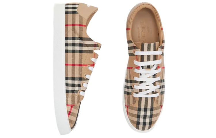 Женские кеды Burberry Check (бежевые) — фото 4