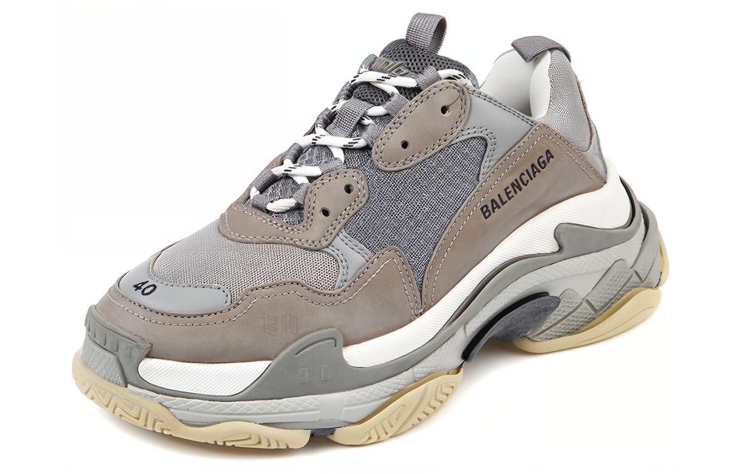 Мужские кроссовки Balenciaga Triple S (серo-коричневые) — фото 3