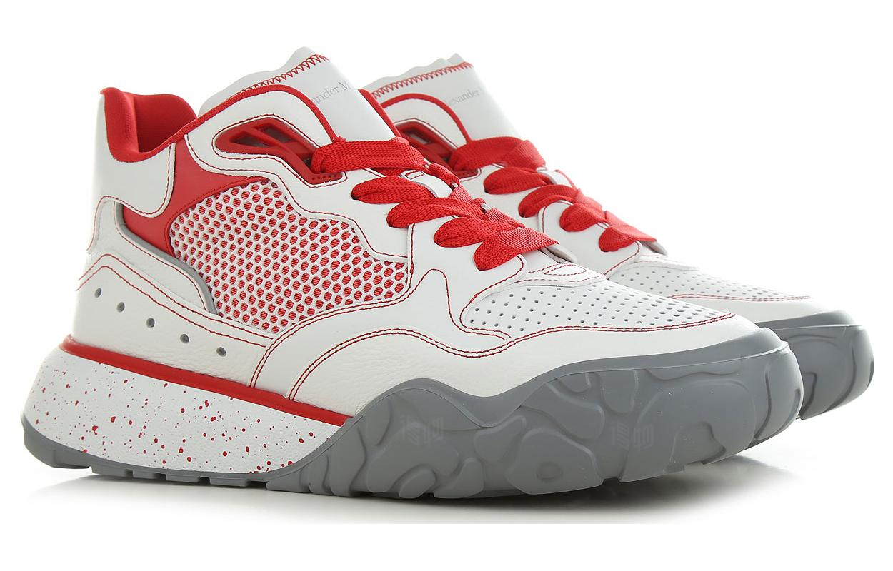 Мужские кроссовки Alexander McQueen Court Trainer (бело-красный) — фото 5