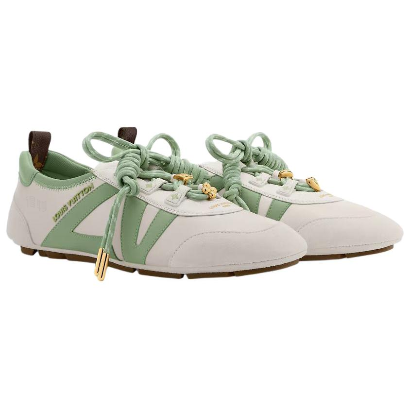 Женские кроссовки Louis Vuitton Sneakerina (зелено-белый) — фото 3