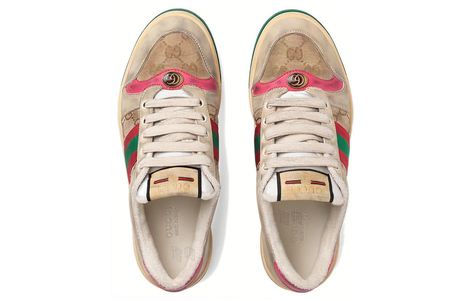Женские кеды Gucci Screener Leather Sneaker (коричневый) — фото 3